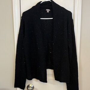 J. Jill Classic Black Sequin Embellished Open-Front Cardigan